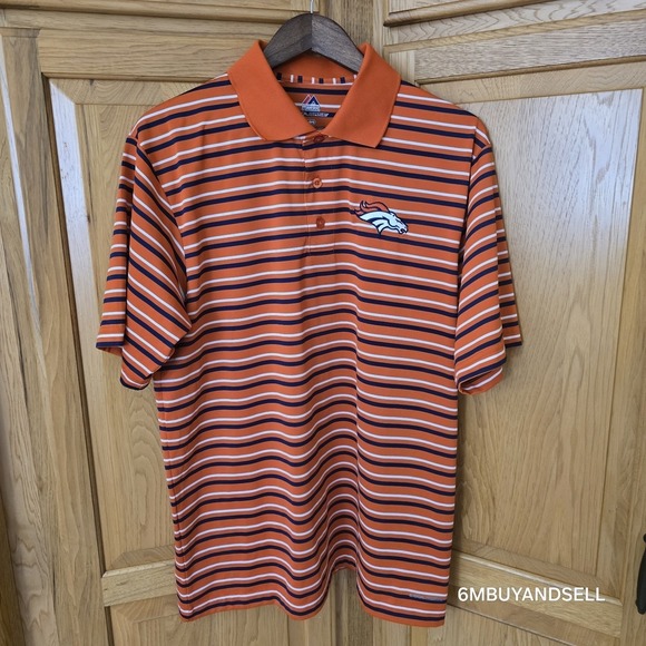 Denver Broncos Majestic Cool Base Polo Men's Large Golf Performance Shirt - Picture 8 of 13